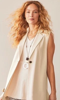 Chaleco Blazer J.Jill Mujer Wearever Fácil de Cuidado Beige Talla Grande Pequeño Foto 1 de 4