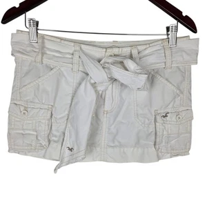 Hollister White Cargo Micro Mini Skirt Y2K 2000s Style Low Rise Womens Sz 1 Belt - Picture 1 of 12