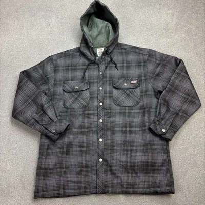 Dickies Jacket Adult Large Grey Chore Canvas Workwear Lined Check Hood Coat Men - Image 1 of 4