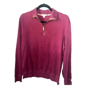Burberry weinrot Langarm Viertelreißverschluss adretter lässiger Pullover Sweater Medium - Bild 1 von 8