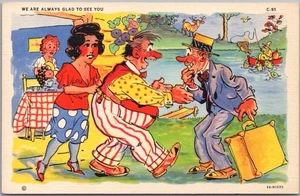 RAY WALTERS Postcard "Glad to See You" Curteich Linen MOONLIGHT COMICS #C-91 - Picture 1 of 2