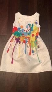 Unique Z KIDS Girl’s Rainbow Colorful Paint Splatter Dress Size 10 - Picture 1 of 1