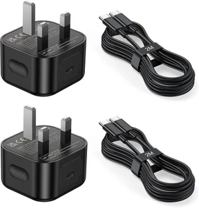 25W USB C Ladegerät für Samsung 2er Pack Super Fast Charging mit 6,6ft USB C KabelC - Bild 1 von 7