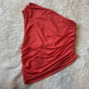 NWT Commense Women’s Side Ruched Orange One Shoulder Tank Top Solid Sz L - Picture 1 of 8