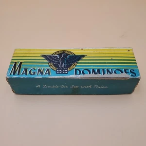 Vintage Magna Dominos NO.225 Double Six Set Original Box Made In USA 28 Stück - Bild 1 von 10