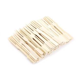 80Pcs Bamboo Disposable Wooden Fruit Fork Dessert Forks Tableware Party De&G _pu - Picture 1 of 7