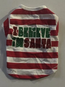 Wagby Dog Christmas Tshirt XS I believe In Santa Holiday Glitter Sparkle - Picture 1 of 7
