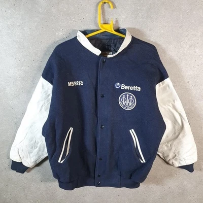 Vintage Star Beretta Varsity 90s Wool Leather Bomber Jacket Mens Large Navy USA - Image 1 of 4