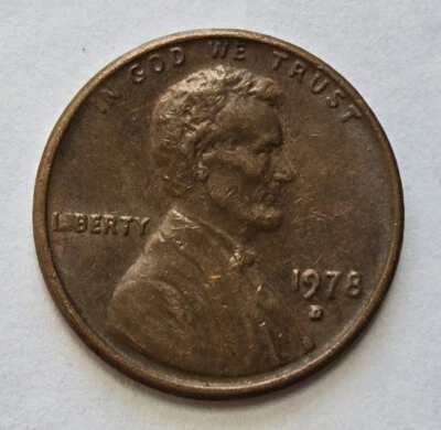 Lincoln Memorial Penny Liberty 1978 D "I" Die Chip Foto 1 de 4