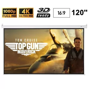 Visualax Motorised 4K 120" inch Home Cinema Projector Screen + Remote TRUE 16:9 - Picture 1 of 6
