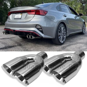 2.5" Inlet 3.5'' Outlet Exhaust Tips Pipes Dual Wall For Kia Forte GT 1.6T Sedan - Picture 1 of 15