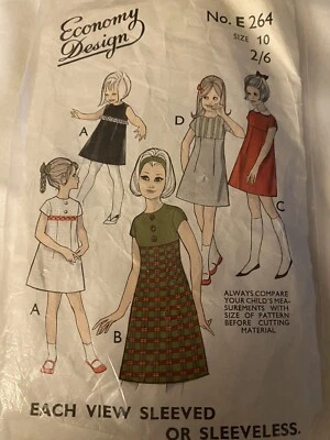 Vintage 60’s Economy Design Sewing Pattern E264 Girls Dress 10 Years Complete - Image 1 of 4