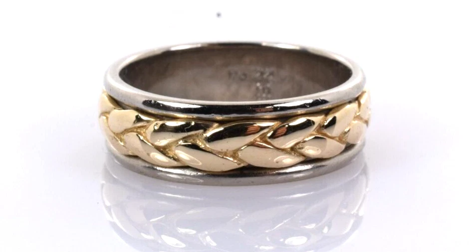 Banda trenzada James Avery paladio y oro 14k talla 6,5 Foto 1 de 3