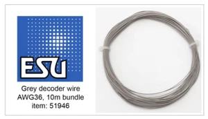 ESU 51946 ~ DCC Decoder Wire ~ 36 AWG ~ .5mm Diameter ~ 10 Meters Long ~ Grey - Picture 1 of 1