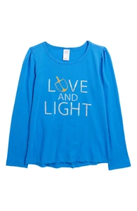 Melrose And Market Kids Long Sleeve Holiday T-Shirt  Blue Sparkle Size L 10-12 - Picture 1 of 2