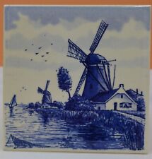 HAND PAINTED DELFT BLUE TILE DEPICTING WINDMILLS