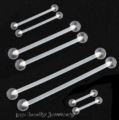 PAR PTFE Barra Bola Transparente Barra Pezón Anillo Lengua Anillo Oreja Tragus 18G 16G 14G Foto 1 de 4