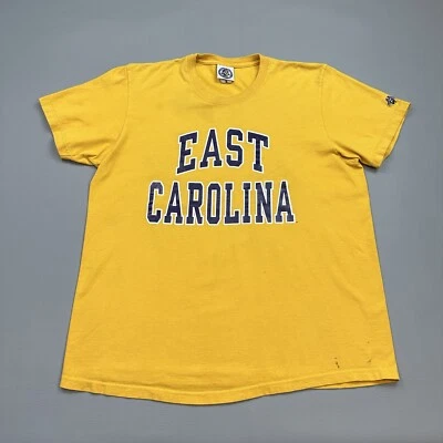 Vintage East Carolina Pirates Shirt Mens Large Yellow Student Store USA Made 90s - Image 1 of 4