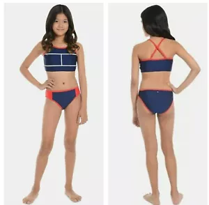 Tommy Hilfiger Elvira Girls 2-Piece Bikini Swimsuit Set in Navy/Red Size 5 NEW - Picture 1 of 12