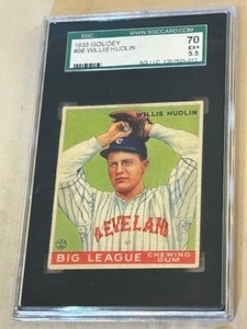 1933 GOUDEY #96 WILLIS HUDLIN SGC 70 EX+ 5.5 CLEVELAND INDIANS BASEBALL CARD. - Picture 1 of 2