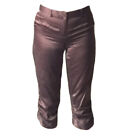 Intuitions Silk Blend Brown Ruched Capri Cropped Pants 2/XS