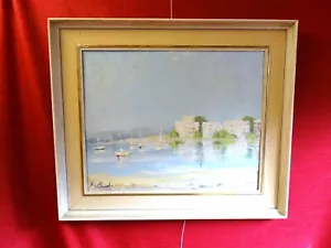 Original Meereslandschaft Mid Century Ölgemälde M S Edwards Vintage Wanddeko signiert - Bild 1 von 4