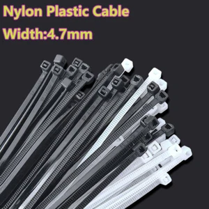 Envolturas de cable de plástico de nailon de 4,7 mm de ancho con cremallera fuertes todos los tamaños blanco/negro - Imagen 1 de 12