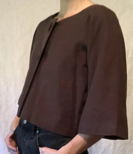 Hanna & Gracie Linen Blend Brown Cropped Top Lined Jacket 6 Petite - Picture 1 of 6