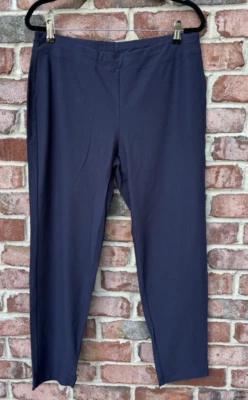 Calça de tornozelo fina crepe lavável azul noturno Eileen Fisher nova com etiquetas US$ 168 L NOVA NA CAIXA - Imagem 1 de 4