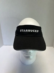 Starbucks Visor Hat Cap Strap Back Black White Coffee Barista Employee Uniform - Picture 1 of 6