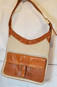 JANE AUGUST VINTAGE LEATHER & canvas HOBO BAG - Bild 1 von 7