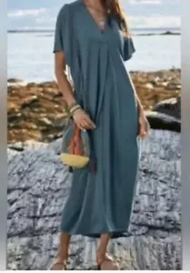 Peruvian Connection Thebes Caftano molto oversize taglia M/L viscosa spandex blu - Foto 1 di 6