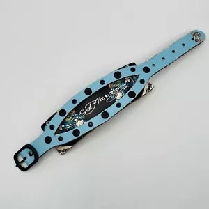 Bracciale in vera pelle fatto a mano Don Ed Hardy blu tigre - Foto 1 di 14