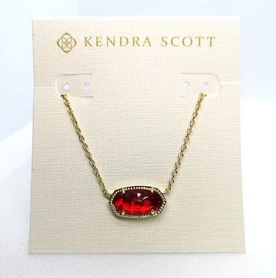 New Kendra Scott Elisa Pendant Gold Necklace In Berry Red - Image 1 of 4