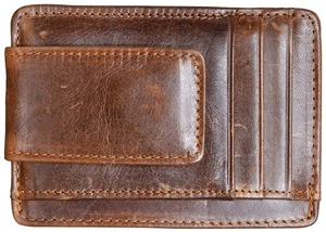Money Clip RFID Front Pocket Wallet Men Leather Slim Minimalist Wallet (Brown... - Picture 1 of 7