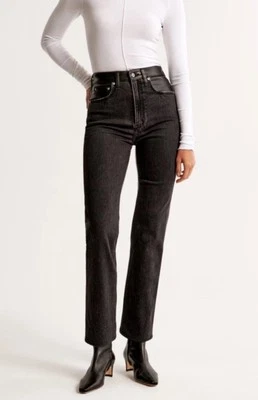 Pantalones para mujer Abercrombie & Fitch talla 26 S tobillo recto tiro ultra alto cuero Foto 1 de 4