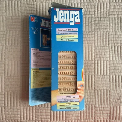 Vintage Jenga Classic Wooden Game by MB 1996 with Plastic Stacking Sleeve - Image 1 of 4