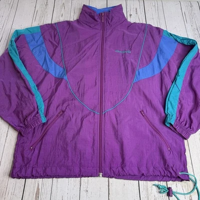 Chaqueta cortavientos Reebok vintage años 90 cremallera completa púrpura adulto pequeña con capucha Foto 1 de 4