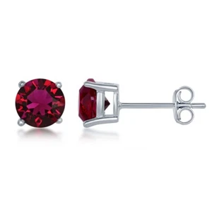 Sterling Silver 6mm Red Ruby Stud Earrings - Picture 1 of 1