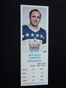 1970-71 Dad's Cookies Hockey Card # NNO Bob Baun - Toronto Maple Leafs (NM)
