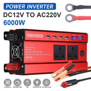6000W Converter Power Inverter DC 12V To AC 200V-240V Invertor mit USB/UK Socket