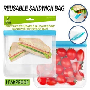 Reusable Sandwich Bags Extra Thick Leak-proof Lunch Storage Fridge Travel Bag - Picture 1 of 4