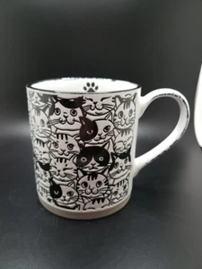All Over Happy Cat In Black And White Spectrum Designz Bilbo Cat 18oz Mug - NEW - Picture 1 of 8