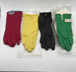 4 Pairs Vintage Womens/Ladies Dress Gloves Green, Yellow, Maroon and Black - Picture 1 of 5