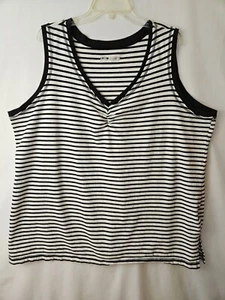 JMS 4XL 26/28 Women's Shape Fit Summer Tank Top Sleeveless V Neck Stripe - Picture 1 of 13