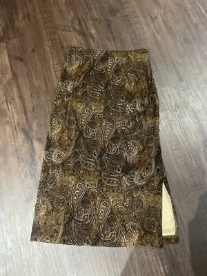 Vintage Kim Rogers Signature Midi Skirt Petite Brown Paisley Lined Classy Size 6 - Image 1 of 4