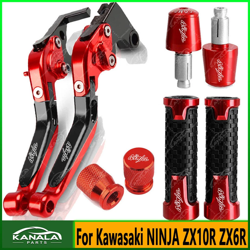 4PCS For Kawasaki NINJA1000 Red CNC Handlebar Grips Cap Brake Clutch Levers Sets Foto 1 de 1