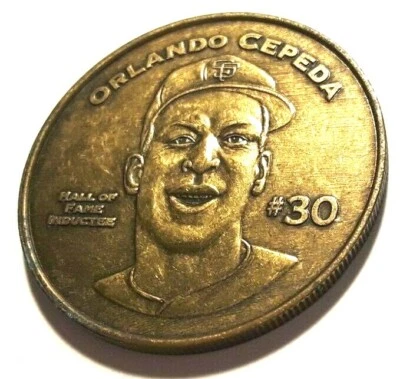 ORLANDO CEPEDA Salón de la Fama MLB Béisbol Ponce Puerto Rico Ficha Medalla Foto 1 de 4