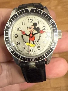 Vintage Disney Bradley Mickey Mouse Sport Diver Swiss Watch Runs well looks fine - Picture 1 of 10