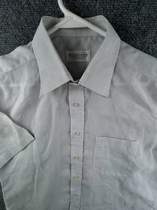 Monsieur Givenchy Men Button Up Shirt Adult Short Sleeve Gray Striped Size 100 - Picture 1 of 17